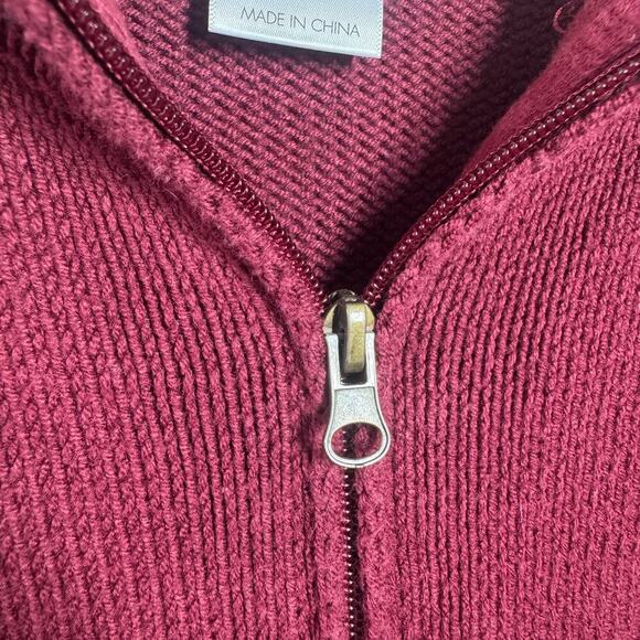 Norm Thompson Escape The Ordinary Women L Red Maroon Knit Sweater Full Zip Mock - Picture 6 of 7